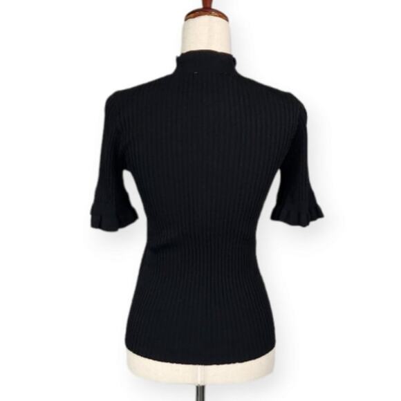 Cooper St Hilton Knit Top High Neck Short Sleeve Black Women's Small New Sample - Picture 3 of 11